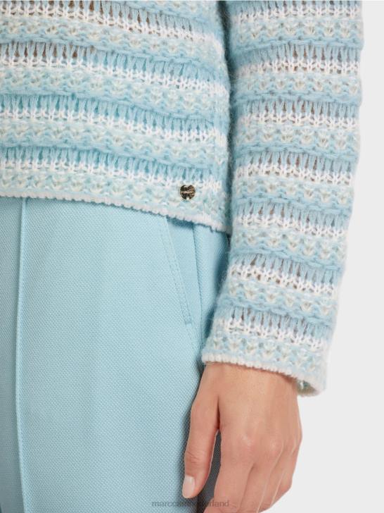 kleding sfeervol blauw 464J1205 gestreepte trui \"gebreid in Duitsland\" Marc Cain