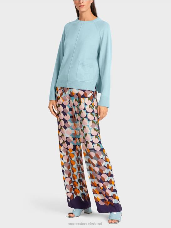 kleding sfeervol blauw 464J1206 elegante trui van wol en kasjmier Marc Cain