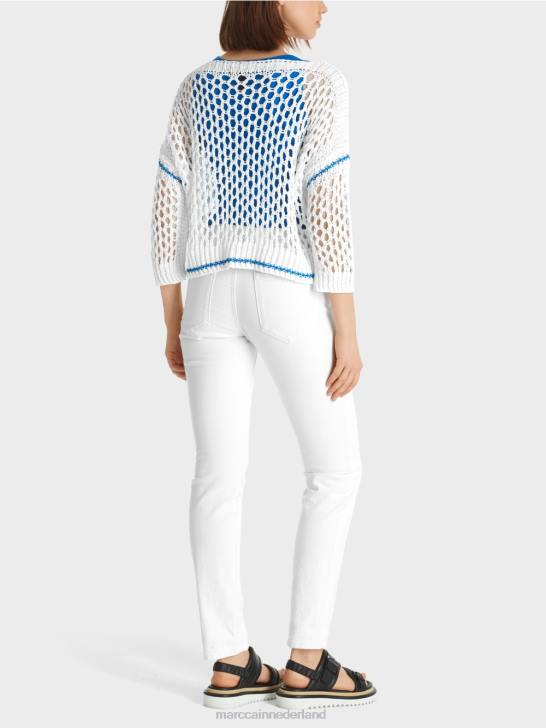 kleding wit 464J1124 geperforeerd vest gebreid in Duitsland Marc Cain