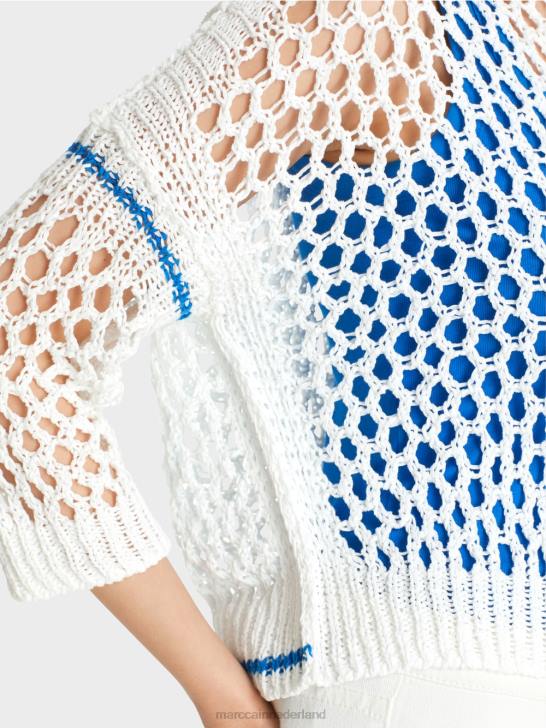 kleding wit 464J1124 geperforeerd vest gebreid in Duitsland Marc Cain