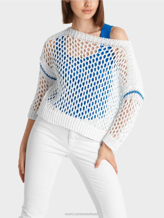 kleding wit 464J1124 geperforeerd vest gebreid in Duitsland Marc Cain