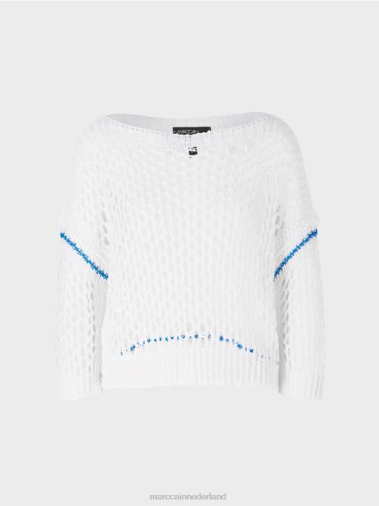 kleding wit 464J1124 geperforeerd vest gebreid in Duitsland Marc Cain