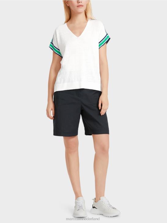 kleding wit 464J1126 casual gebreide trui met v-hals Marc Cain