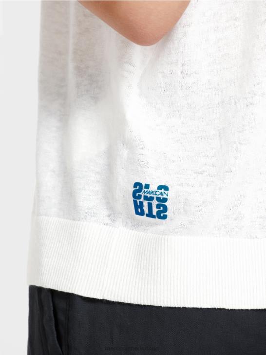 kleding wit 464J1126 casual gebreide trui met v-hals Marc Cain