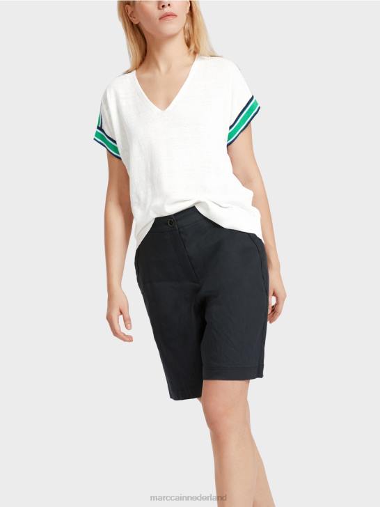 kleding wit 464J1126 casual gebreide trui met v-hals Marc Cain