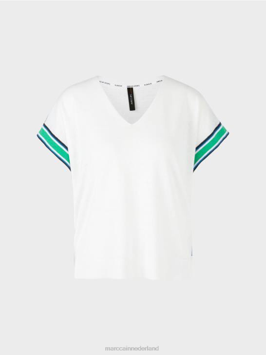 kleding wit 464J1126 casual gebreide trui met v-hals Marc Cain