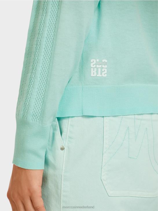 kleding zacht dakraam 464J1170 elegante fijngebreide trui met V-hals Marc Cain