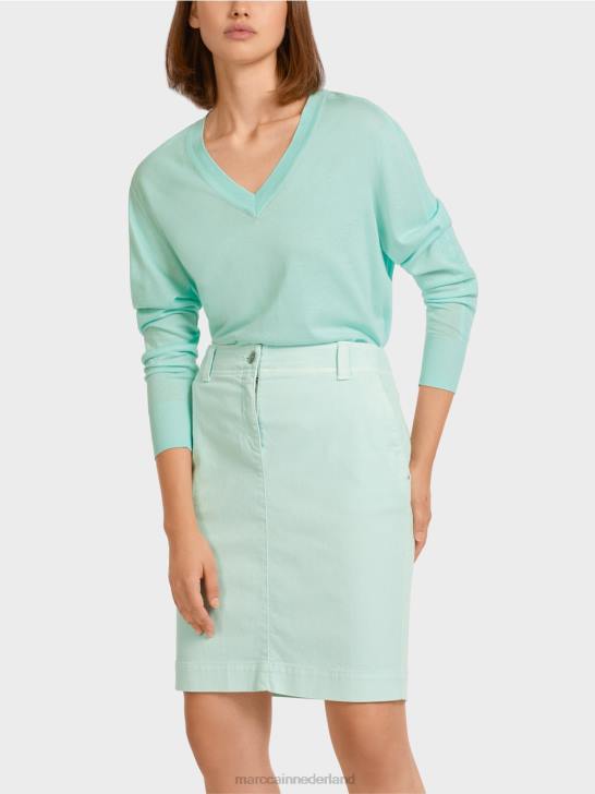 kleding zacht dakraam 464J1170 elegante fijngebreide trui met V-hals Marc Cain