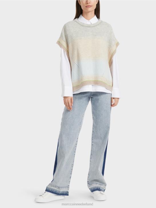 kleding zacht poederblauw 464J1100 tanktop gebreid in Duitsland Marc Cain