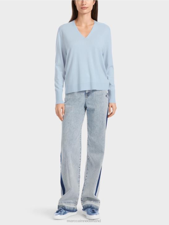 kleding zacht poederblauw 464J1101 Gebreide trui "rethink Together". Marc Cain