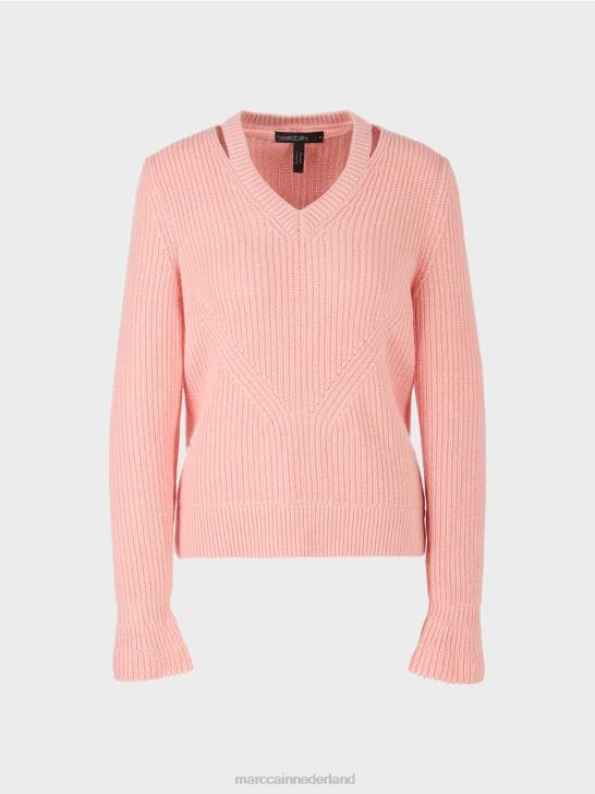 kleding zacht poederroze 464J1117 elegante trui gebreid in Duitsland Marc Cain
