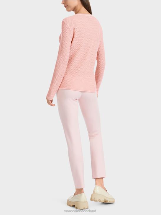 kleding zacht poederroze 464J1118 lurex trui gebreid in Duitsland Marc Cain