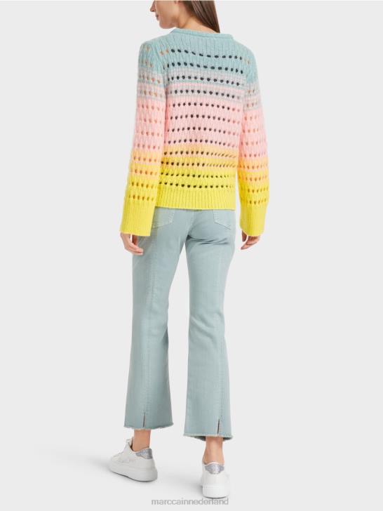 kleding zachte citroen 464J1115 gestreepte gebreide trui in Duitsland Marc Cain