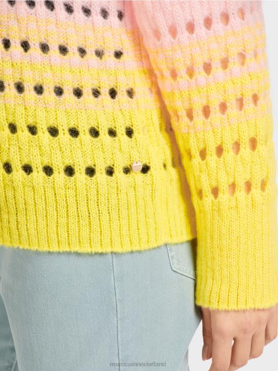 kleding zachte citroen 464J1115 gestreepte gebreide trui in Duitsland Marc Cain