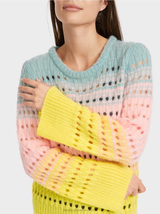 kleding zachte citroen 464J1115 gestreepte gebreide trui in Duitsland Marc Cain