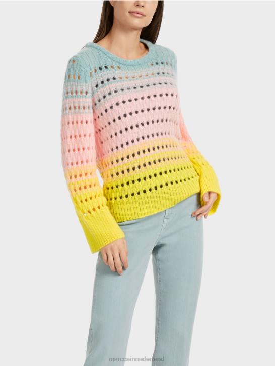 kleding zachte citroen 464J1115 gestreepte gebreide trui in Duitsland Marc Cain