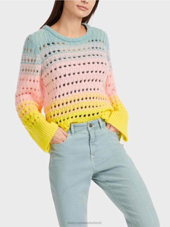 kleding zachte citroen 464J1115 gestreepte gebreide trui in Duitsland Marc Cain