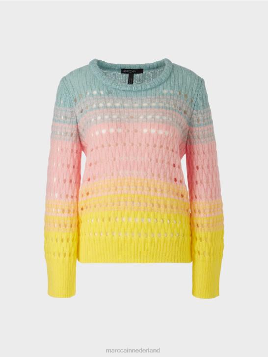 kleding zachte citroen 464J1115 gestreepte gebreide trui in Duitsland Marc Cain