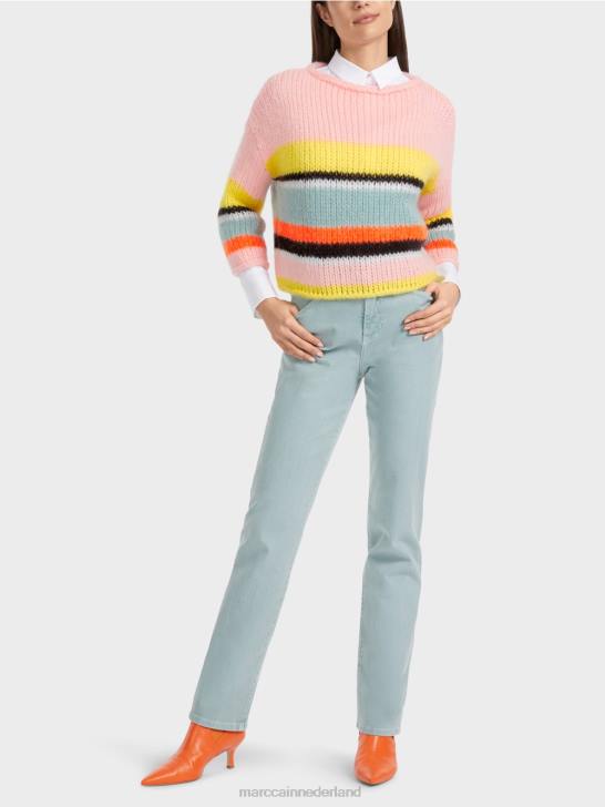kleding zachte citroen 464J1116 gestreepte trui gebreid in Duitsland Marc Cain