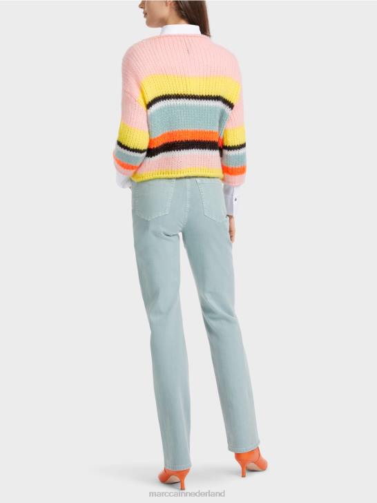 kleding zachte citroen 464J1116 gestreepte trui gebreid in Duitsland Marc Cain