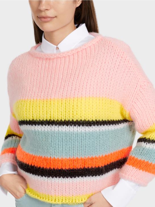 kleding zachte citroen 464J1116 gestreepte trui gebreid in Duitsland Marc Cain