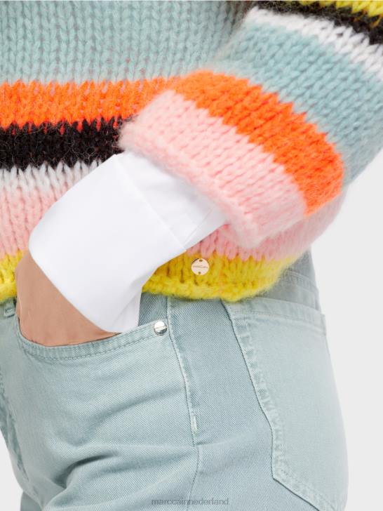 kleding zachte citroen 464J1116 gestreepte trui gebreid in Duitsland Marc Cain