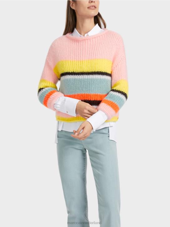 kleding zachte citroen 464J1116 gestreepte trui gebreid in Duitsland Marc Cain