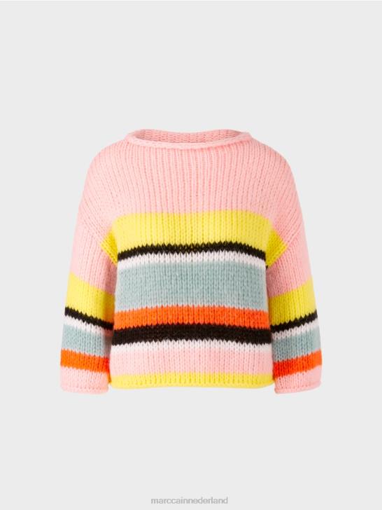 kleding zachte citroen 464J1116 gestreepte trui gebreid in Duitsland Marc Cain