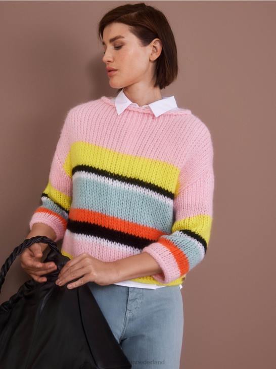 kleding zachte citroen 464J1116 gestreepte trui gebreid in Duitsland Marc Cain