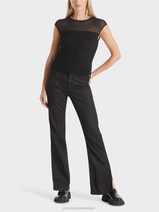 kleding zwart 464J1033 gestreepte "rethink Together" top Marc Cain