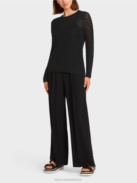 kleding zwart 464J1200 trui "gebreid in Duitsland" Marc Cain