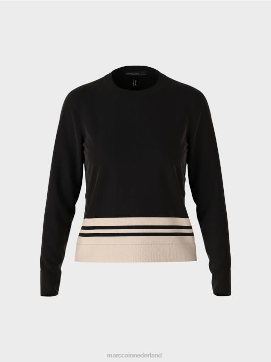 kleding zwart en wit 464J1052 \"samen heroverwegen\" wollen trui Marc Cain