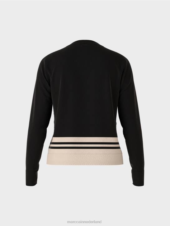 kleding zwart en wit 464J1052 \"samen heroverwegen\" wollen trui Marc Cain