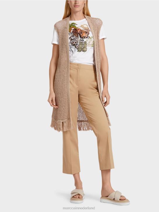 kleding diep zand 464J271 "rethink Together" gebreid gilet Marc Cain