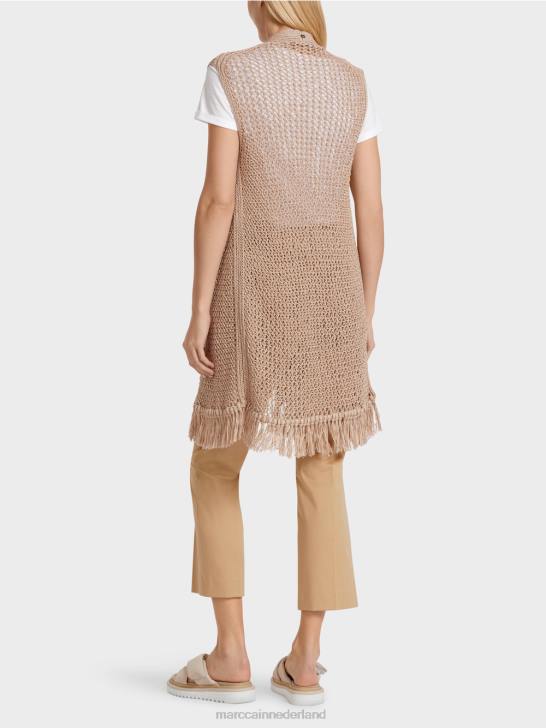 kleding diep zand 464J271 \"rethink Together\" gebreid gilet Marc Cain