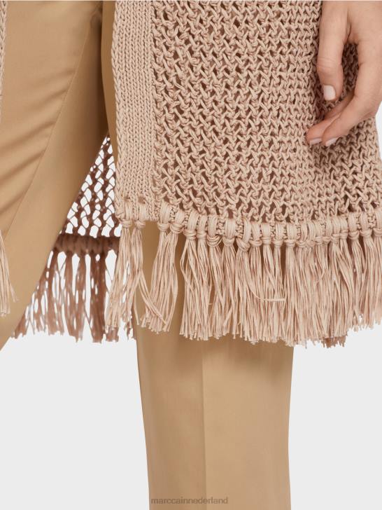 kleding diep zand 464J271 \"rethink Together\" gebreid gilet Marc Cain