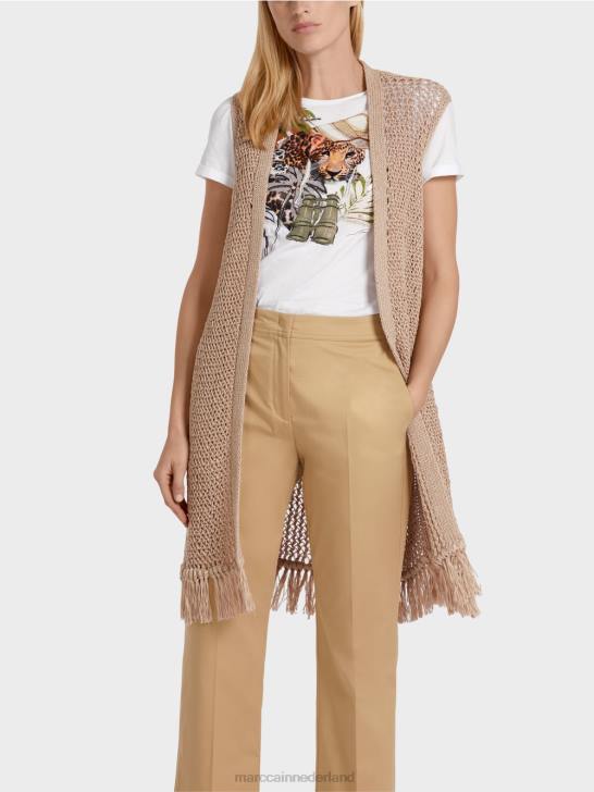 kleding diep zand 464J271 \"rethink Together\" gebreid gilet Marc Cain