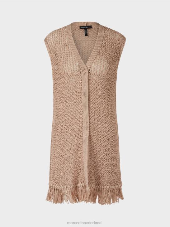 kleding diep zand 464J271 \"rethink Together\" gebreid gilet Marc Cain