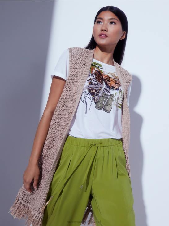 kleding diep zand 464J271 \"rethink Together\" gebreid gilet Marc Cain