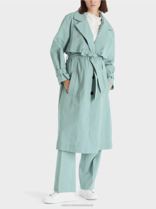 kleding donker hemelsblauw 464J265 Trenchcoat met gekreukelde look Marc Cain