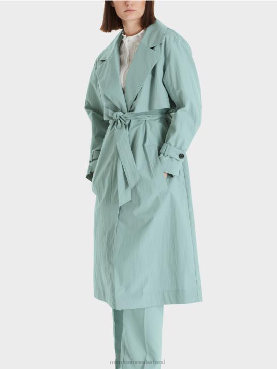 kleding donker hemelsblauw 464J265 Trenchcoat met gekreukelde look Marc Cain