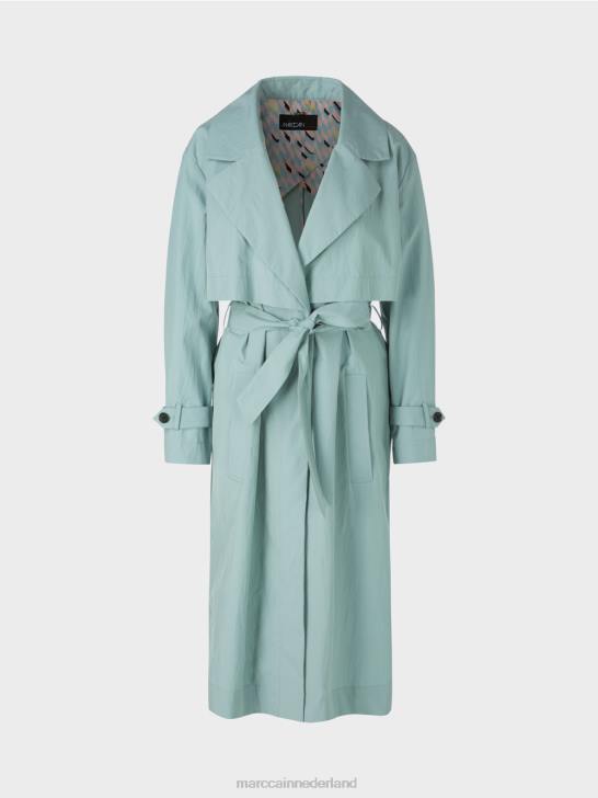 kleding donker hemelsblauw 464J265 Trenchcoat met gekreukelde look Marc Cain
