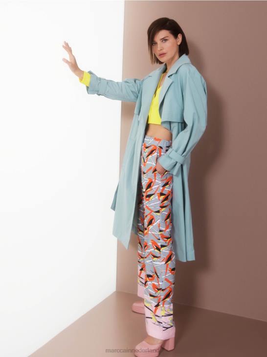 kleding donker hemelsblauw 464J265 Trenchcoat met gekreukelde look Marc Cain