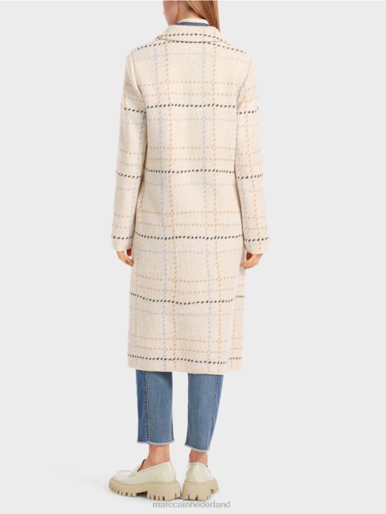 kleding donkere crème 464J249 geruite jas gebreid in Duitsland Marc Cain