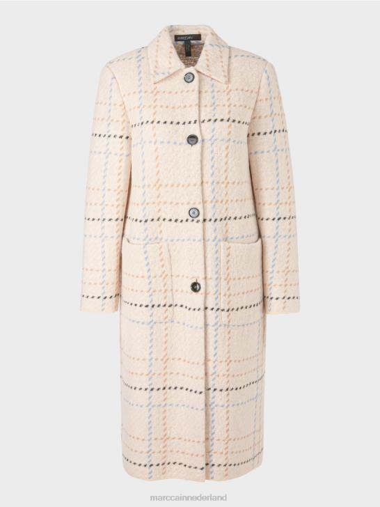 kleding donkere crème 464J249 geruite jas gebreid in Duitsland Marc Cain