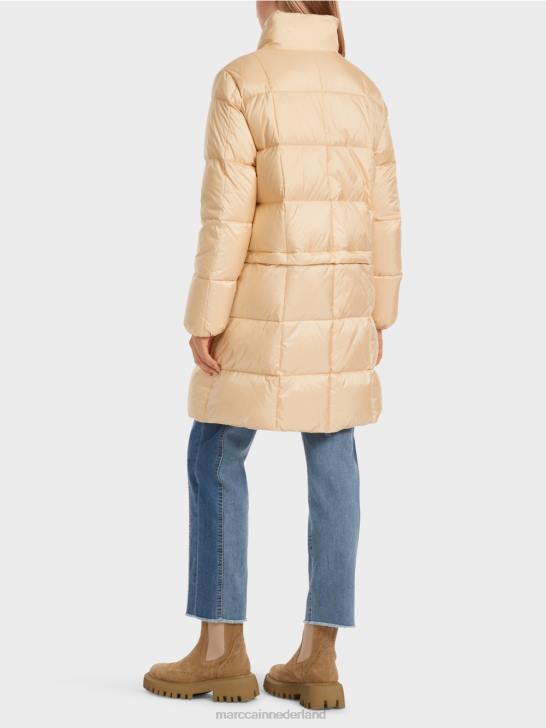 kleding donkere crème 464J251 lange gewatteerde jas Marc Cain
