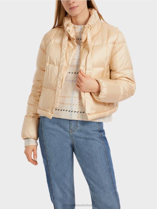 kleding donkere crème 464J251 lange gewatteerde jas Marc Cain