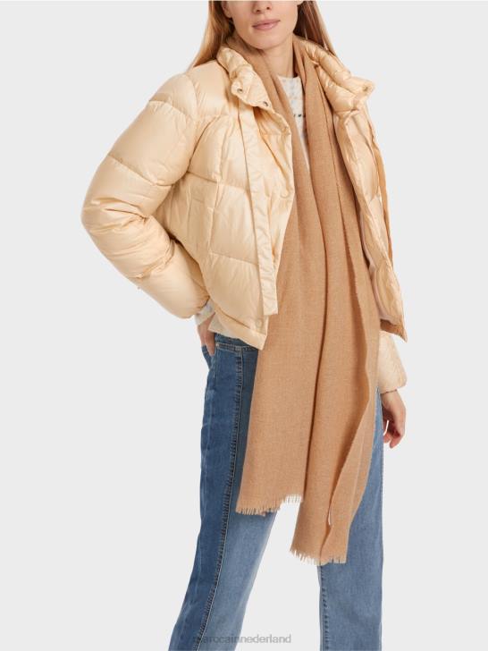 kleding donkere crème 464J251 lange gewatteerde jas Marc Cain