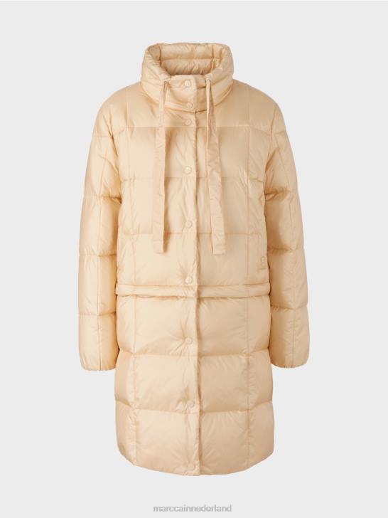 kleding donkere crème 464J251 lange gewatteerde jas Marc Cain