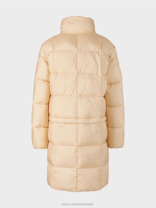 kleding donkere crème 464J251 lange gewatteerde jas Marc Cain